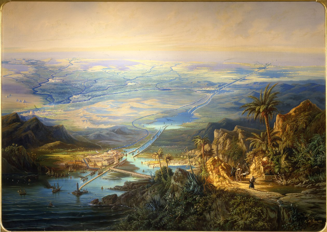 Suezkanalen, 1864 av Albert Rieger