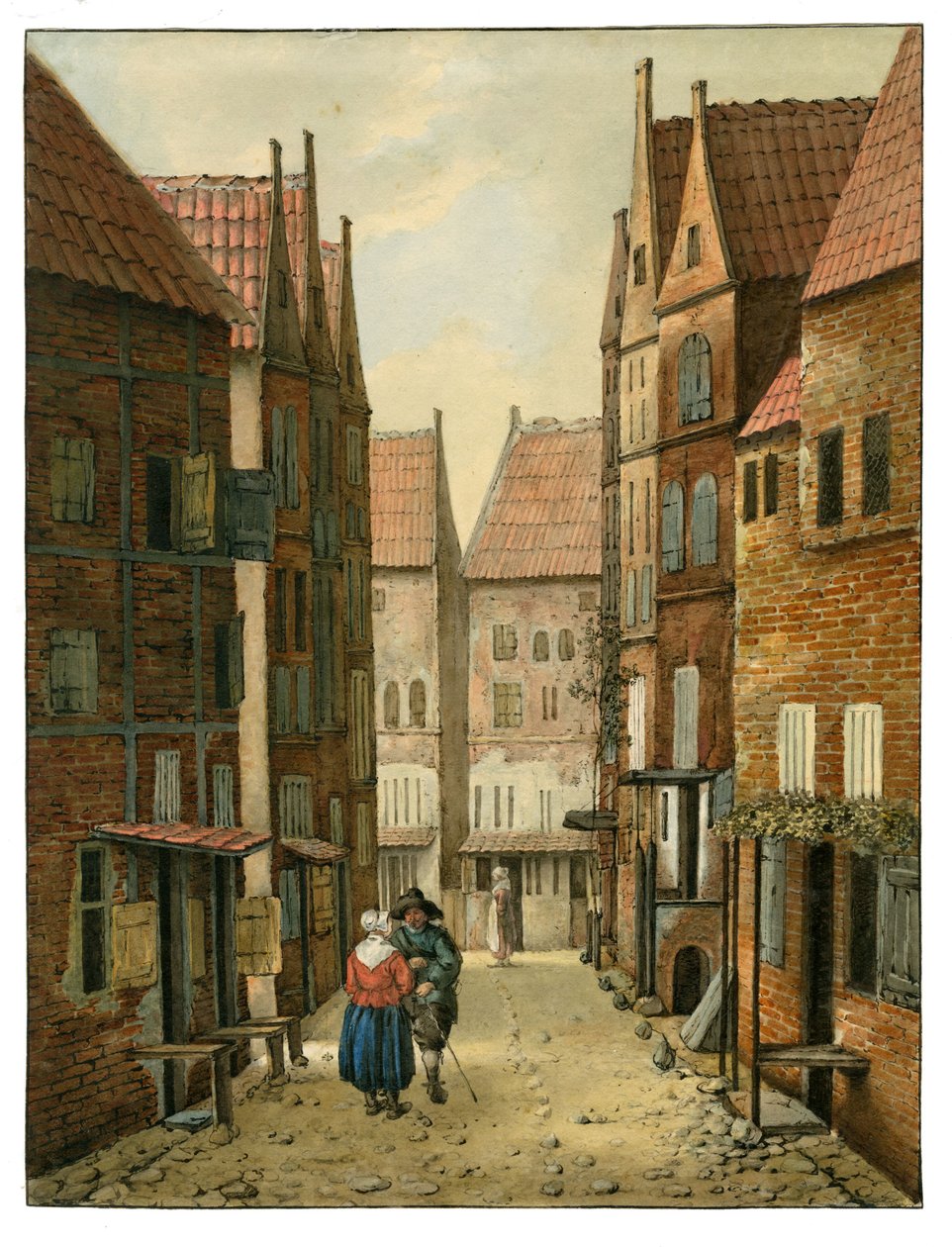 Gatan i Delft Albertus Brondgeest efter Jacobus Vrel, SA Delft, inv.nr.65127 av Albertus Brondgeest