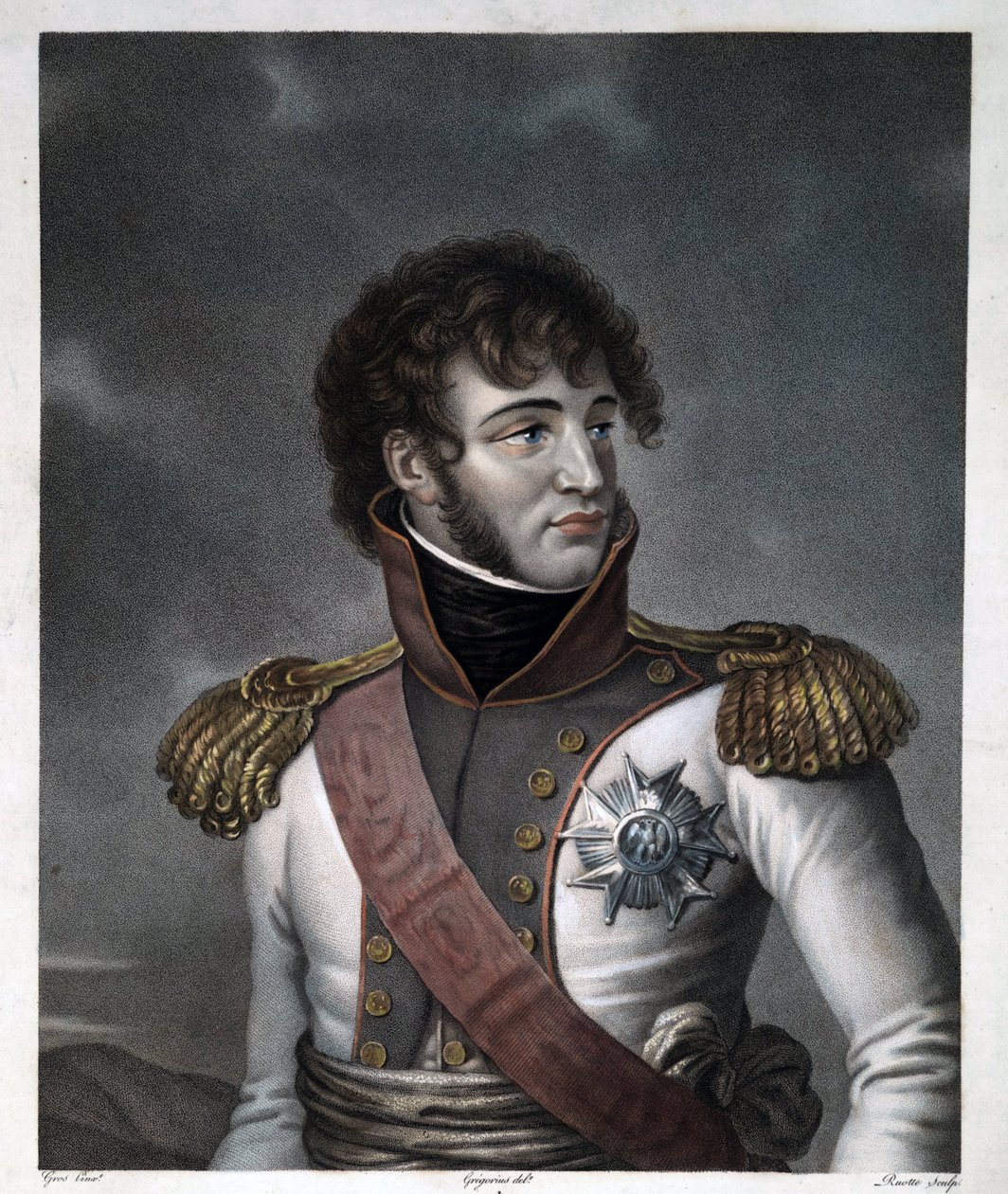 Porträtt av Joachim Murat - Gregorius, Albert (1774-1853) - ca 1806 - Etsning, akvarell - 48,5x38 - Privat samling av Albertus Gregorius
