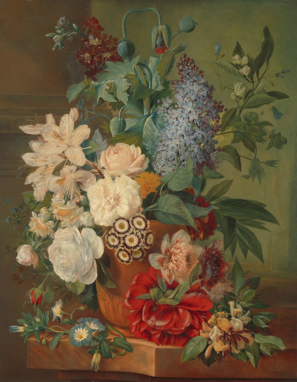 Blommor i en terrakottavas av Albertus Jonas Brandt