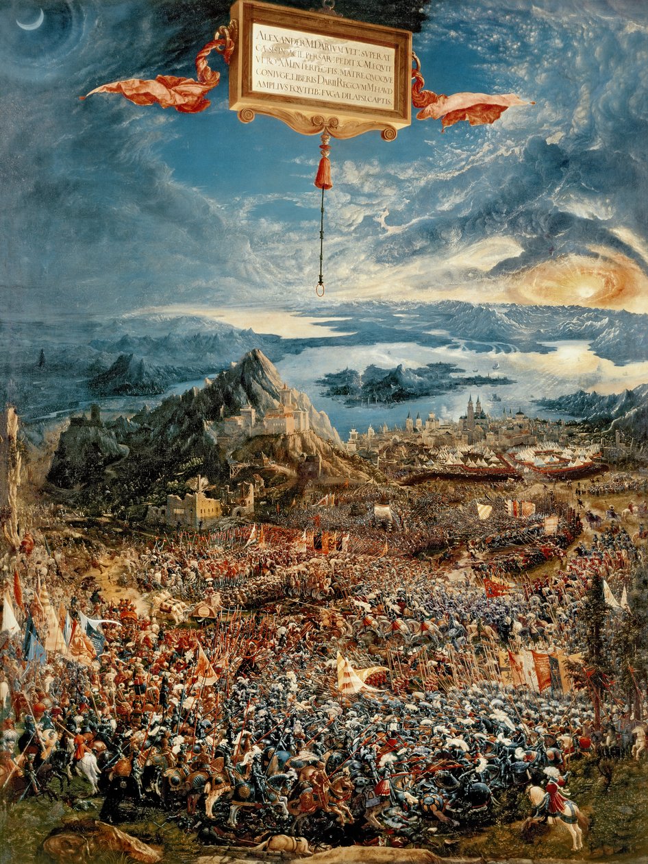 Slaget ved Issus, eller Alexander den Stores sejr, 1529 swed av Albrecht Altdorfer