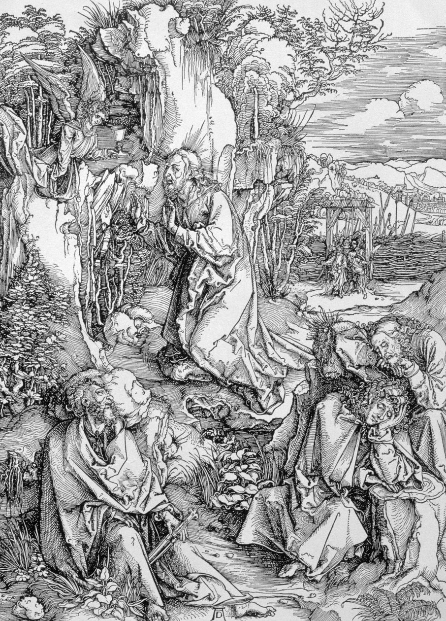 Agony in the Garden från serien "Great Passion", pub. 1511 av Albrecht Dürer