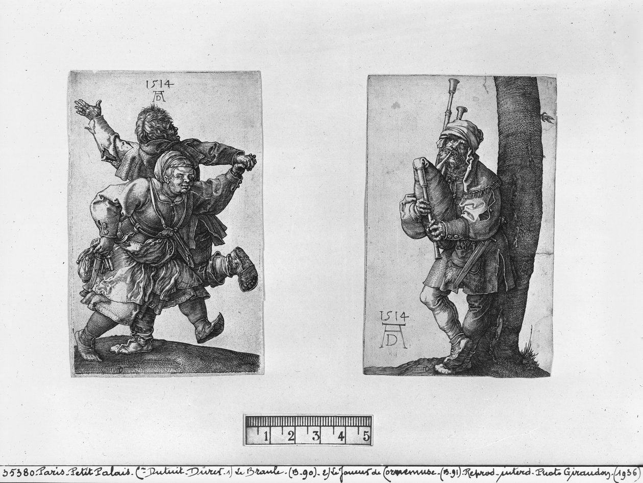 Dansande bönder och en säckpipsspelare, 1514 av Albrecht Dürer