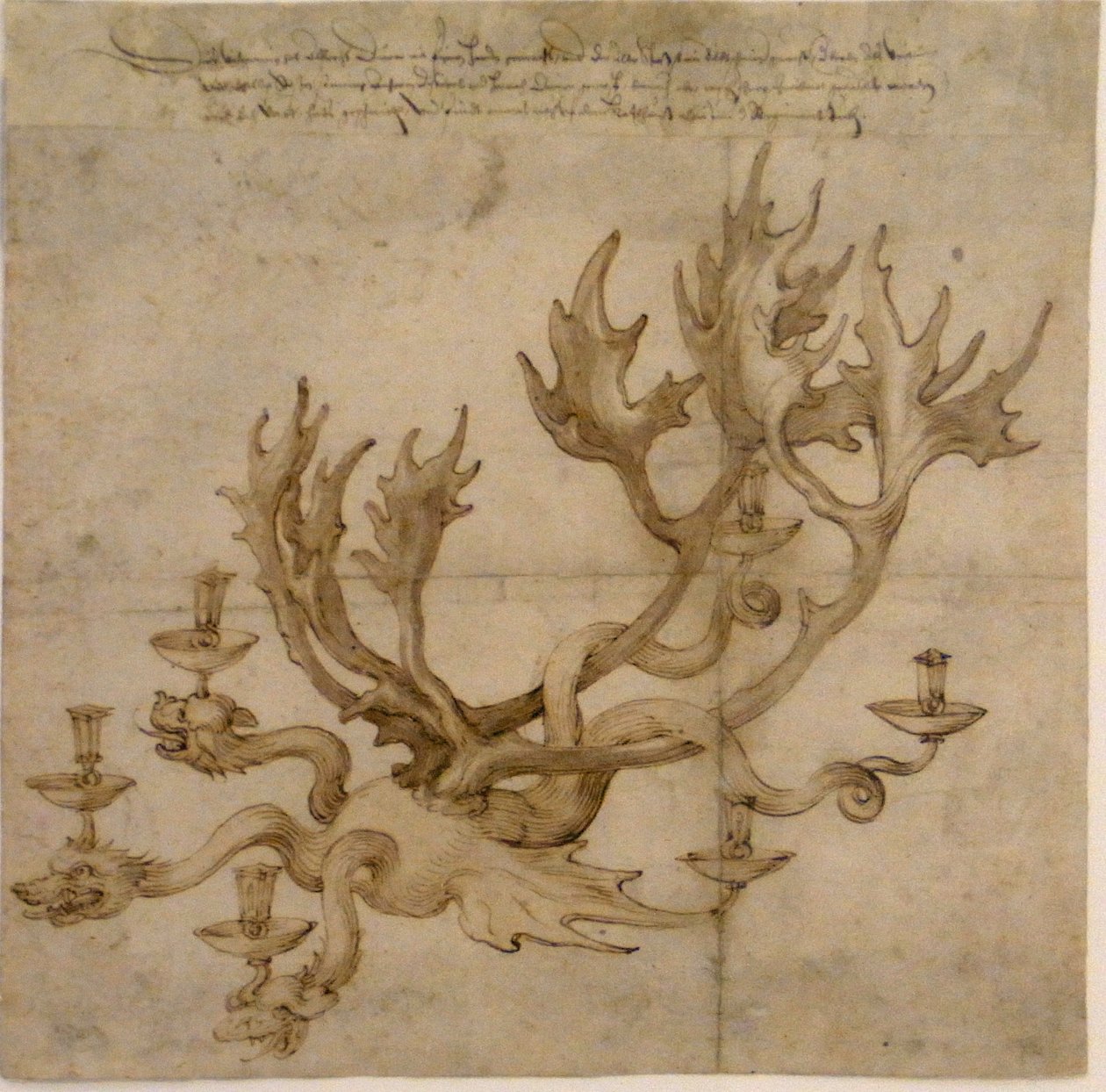 Design för en drake ljuskrona med renar av Albrecht Dürer