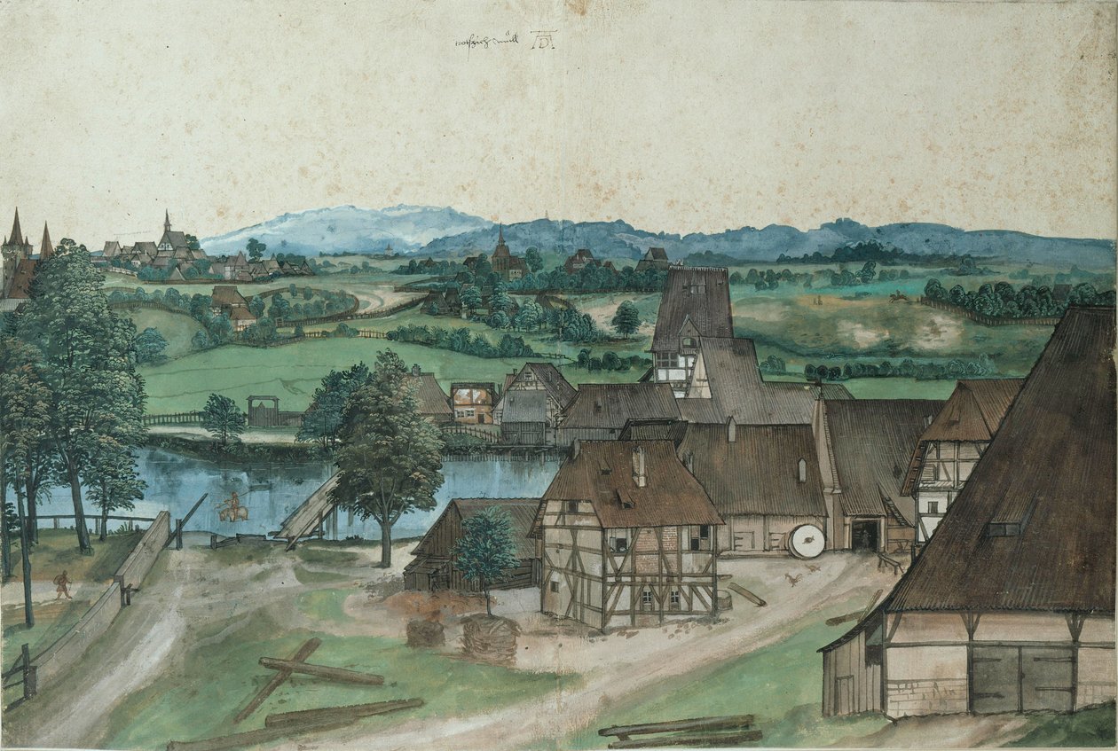 Hallerwiesen an der Pegnitz außerhalb Nürnbergs av Albrecht Dürer