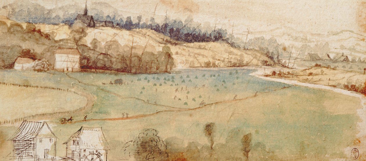 Landskap (wc och penna och bläck på papper) av Albrecht Dürer
