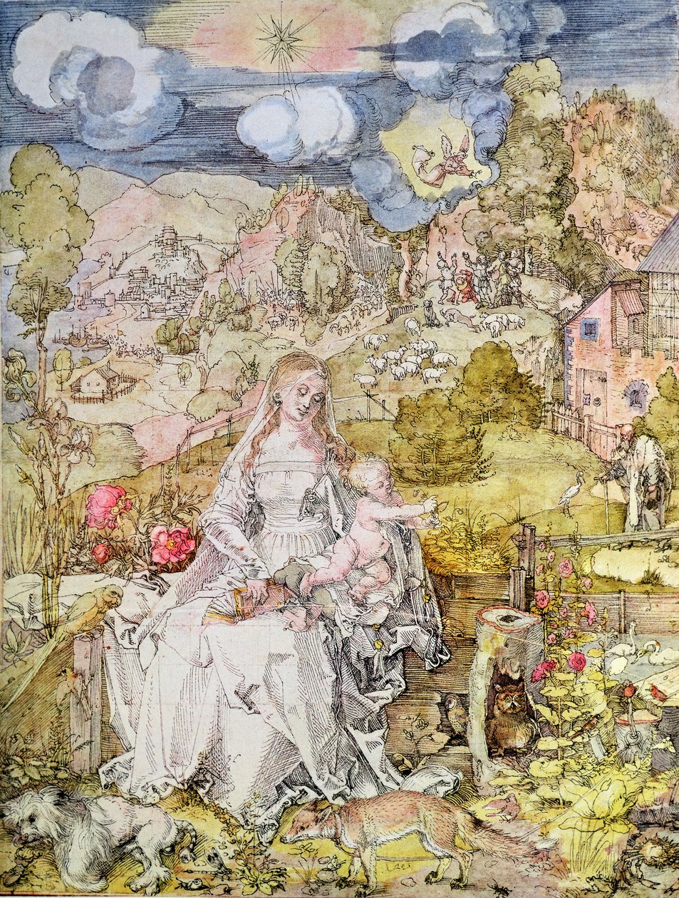 Madonna och barn (akvarell) av Albrecht Dürer
