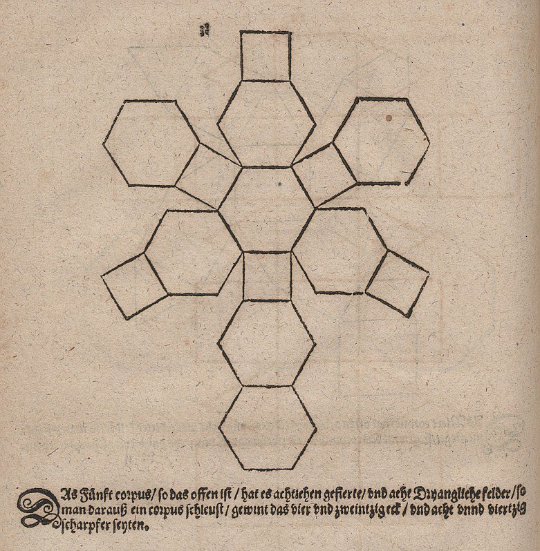 Netzabwicklung eines abgestumpften Oktaeders av Albrecht Dürer