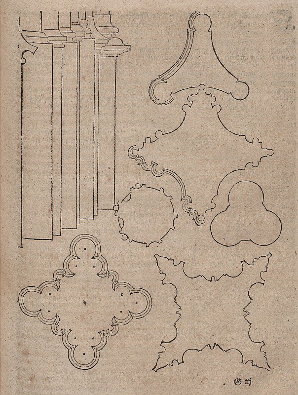 Pfeilersockel und Grundrisse gotischer Bündelpfeiler av Albrecht Dürer
