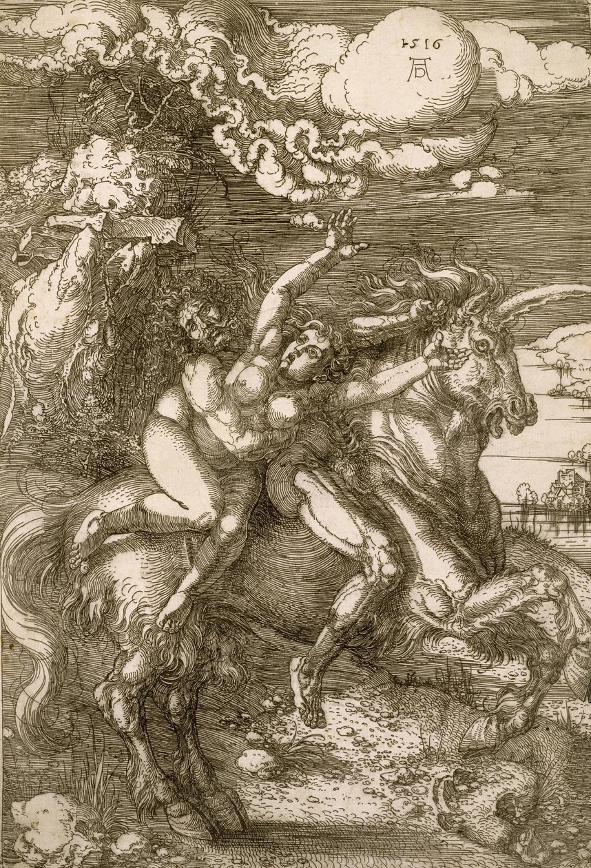 Våldtäkt av Proserpina (bortförande på en enhörning) av Albrecht Dürer