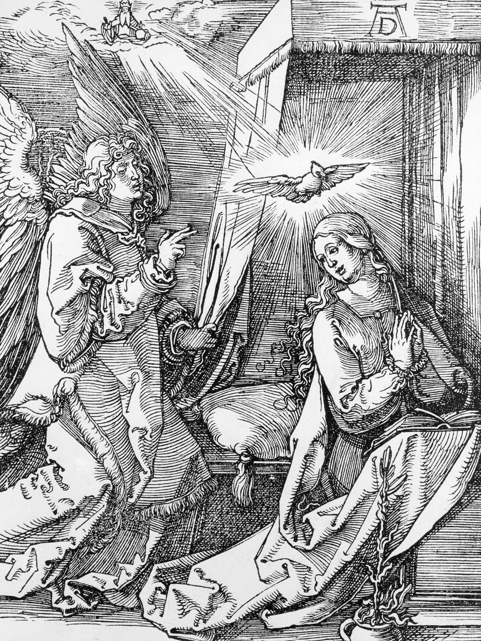 Bebådelsen från serien "Small Passion", 1511 av Albrecht Dürer