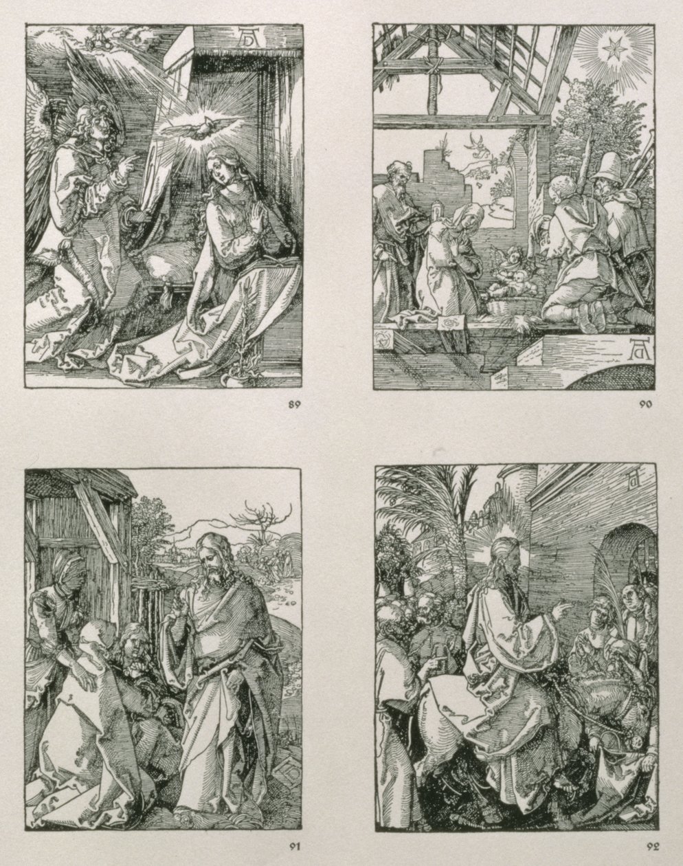 Serien "Small Passion" (TL-BR): (TLR: Små passioner, The Annunciation; The Adoration of the Shepherds; Christ Taking Leave of his Mother; Christ
