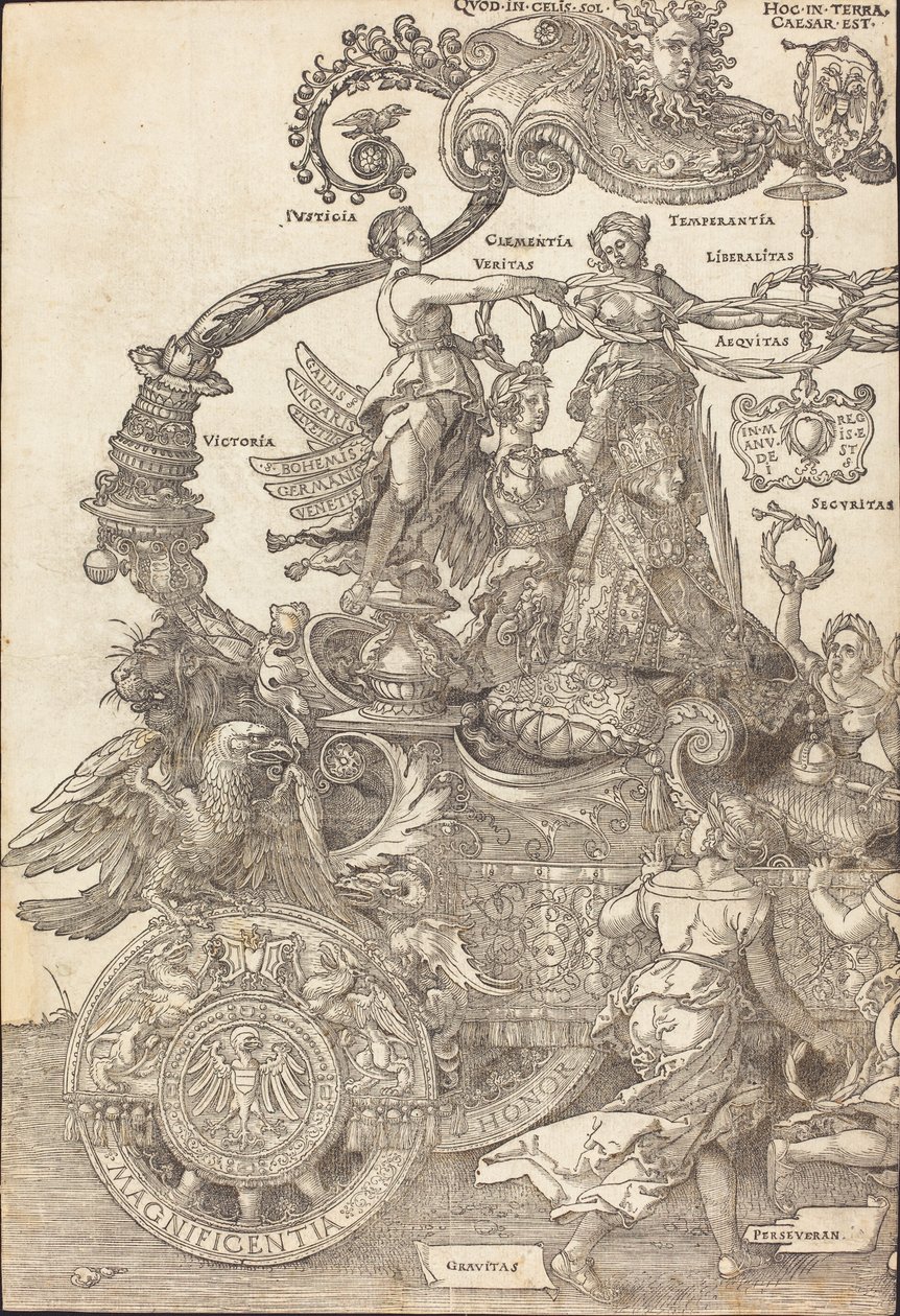 Den triumfiska vagnen av Maximilian I (den stora triumfala bilen) [Plattan 1 av 8] av Albrecht Dürer