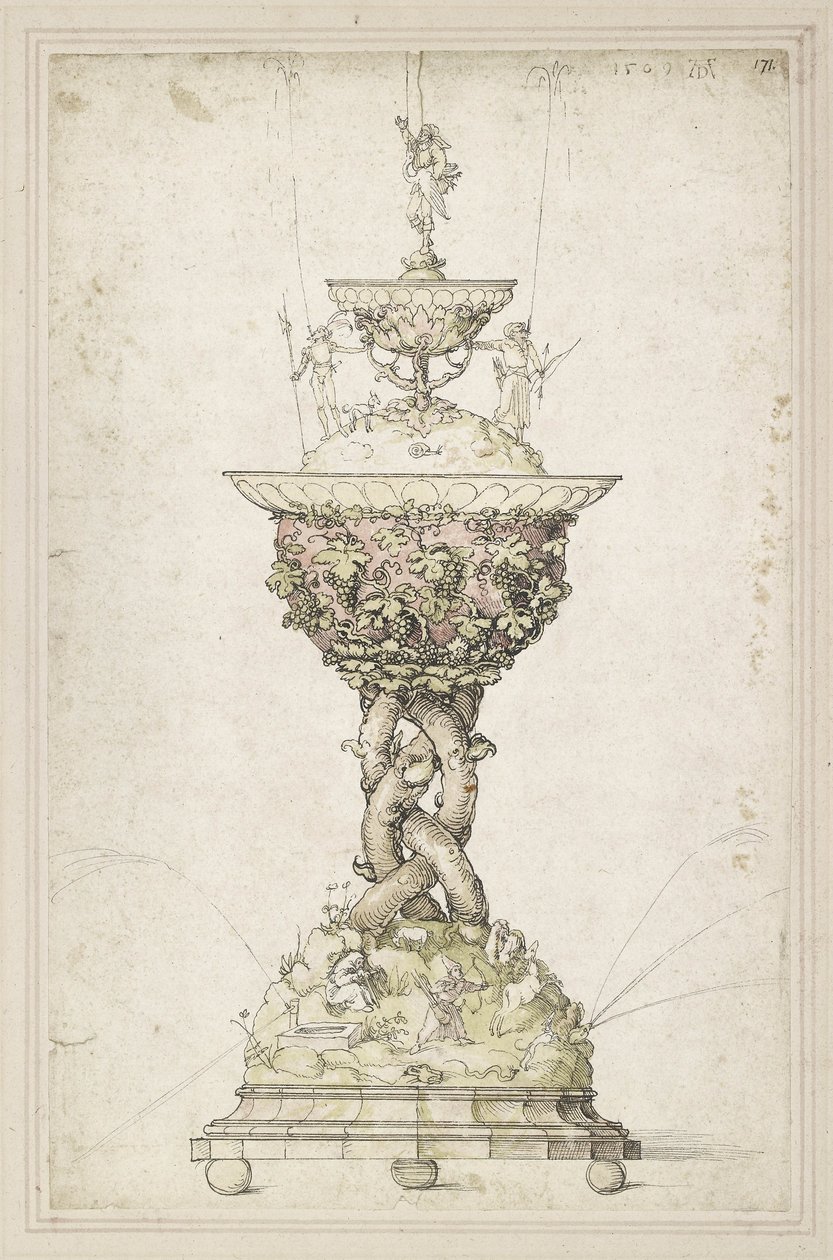 Design för en bordsfontän, 1509 (penna, bläck och wc på papper) av Albrecht Dürer