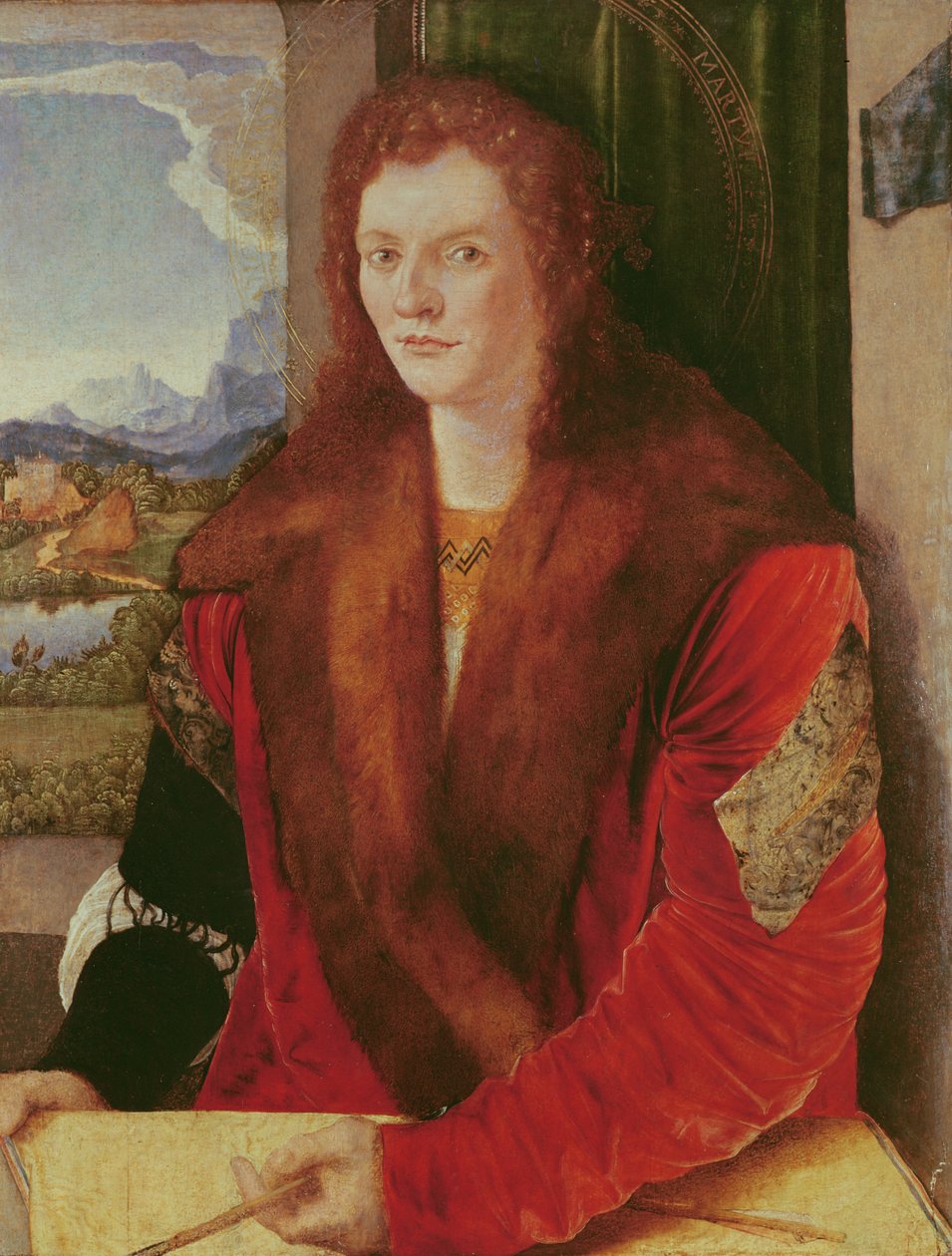 Porträtt av en ung man eller Porträtt av en ung man representerad som Saint Sebastian, c.1499 av Albrecht Dürer