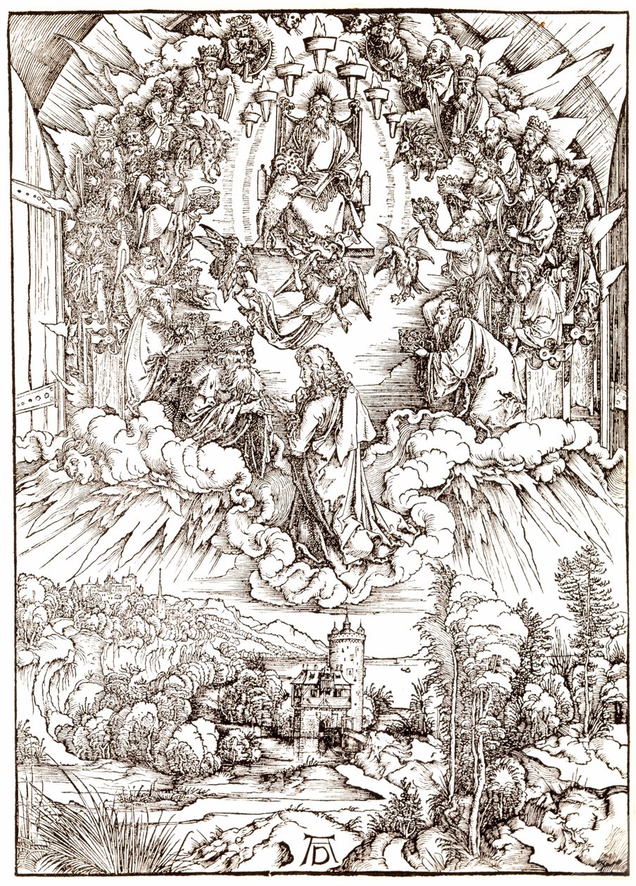Sankt Johannes inför Gud och de äldste, från Apocalypse, c.1496-98 av Albrecht Dürer