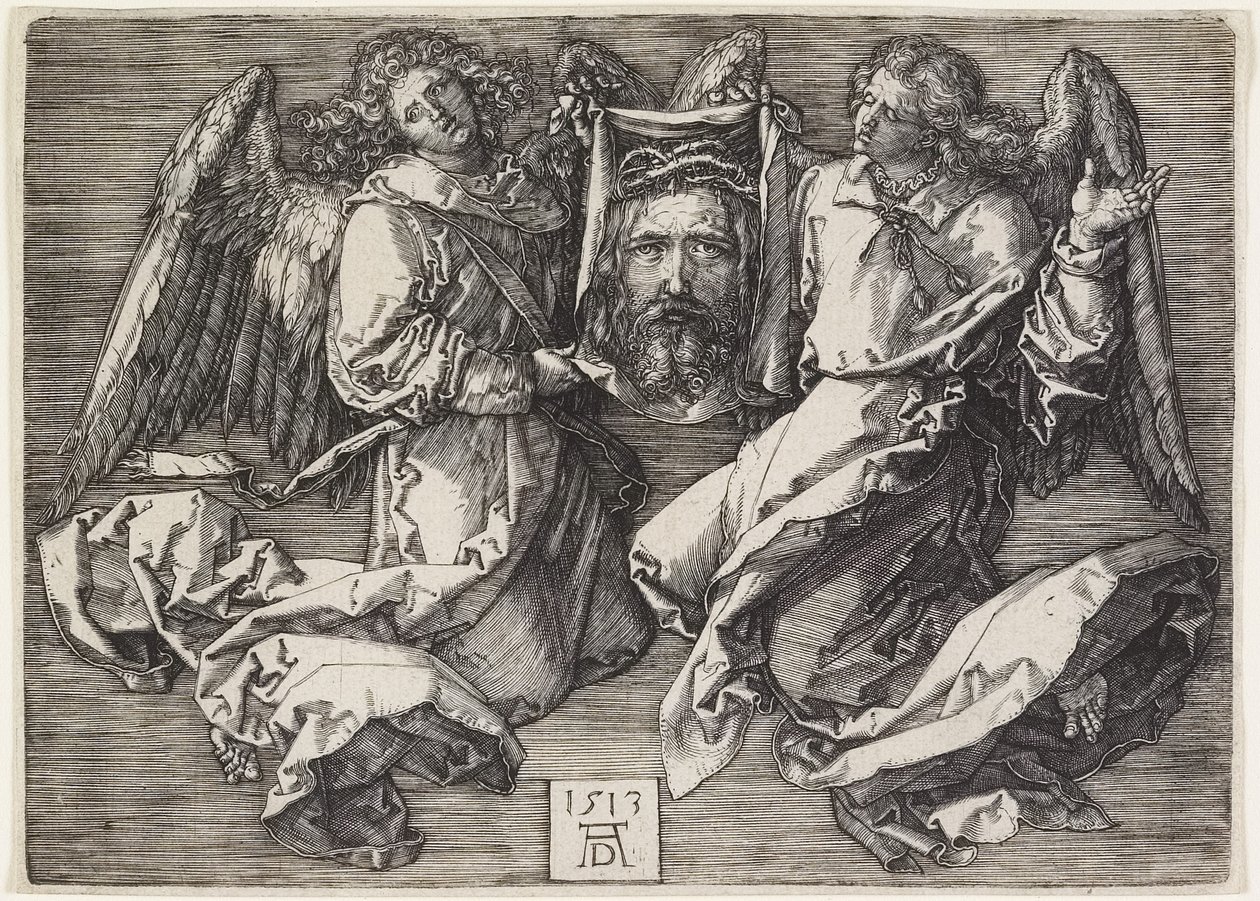 Sudarium visas av två änglar, 1513 av Albrecht Dürer