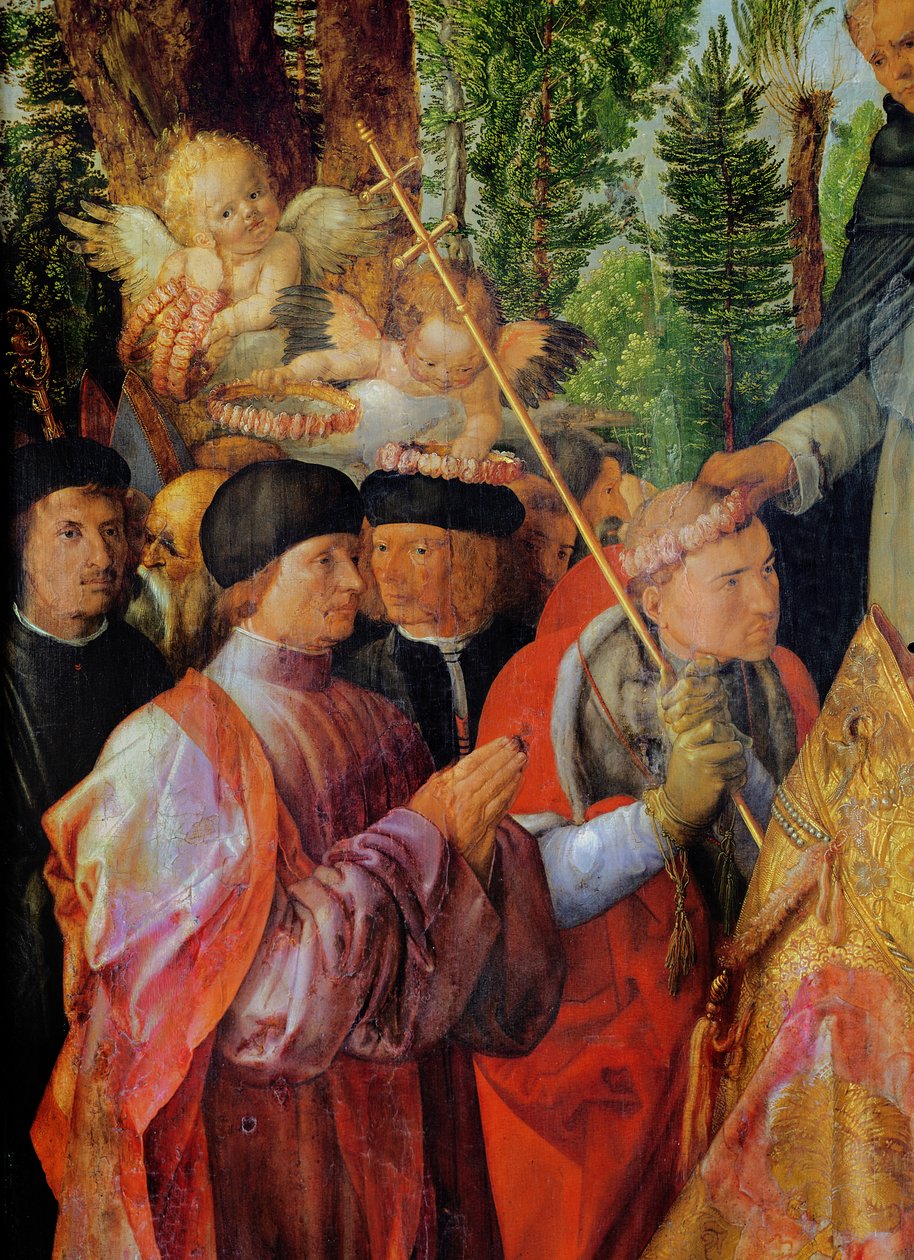 Rosengårdsfestivalen, detalj till vänster: bön, 1506 (olja på trä) av Albrecht Dürer
