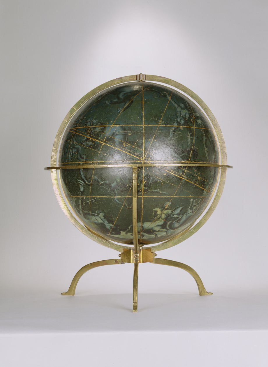 Celestial Globe, en av ett par kända som "Brixen"-globerna, 1522 (penna och bläck, wc och gouache på trä) av Albrecht Dürer