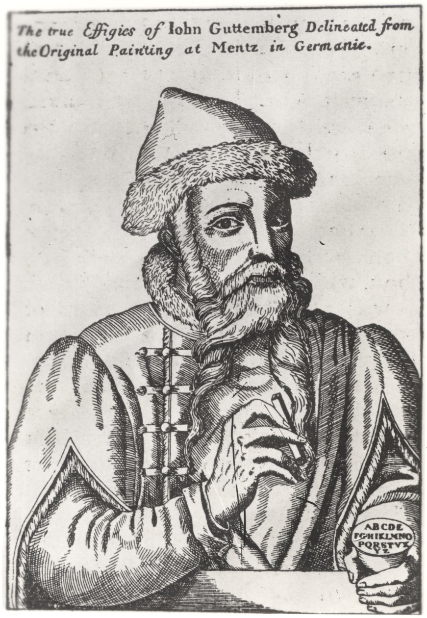 Porträtt av Johannes Gutenberg (ca 1400-68) av Albrecht Mentz