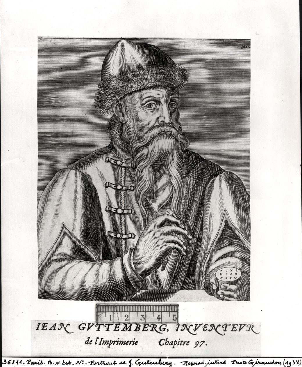 Porträtt av Johannes Gutenberg (ca 1400-68) av Albrecht Mentz
