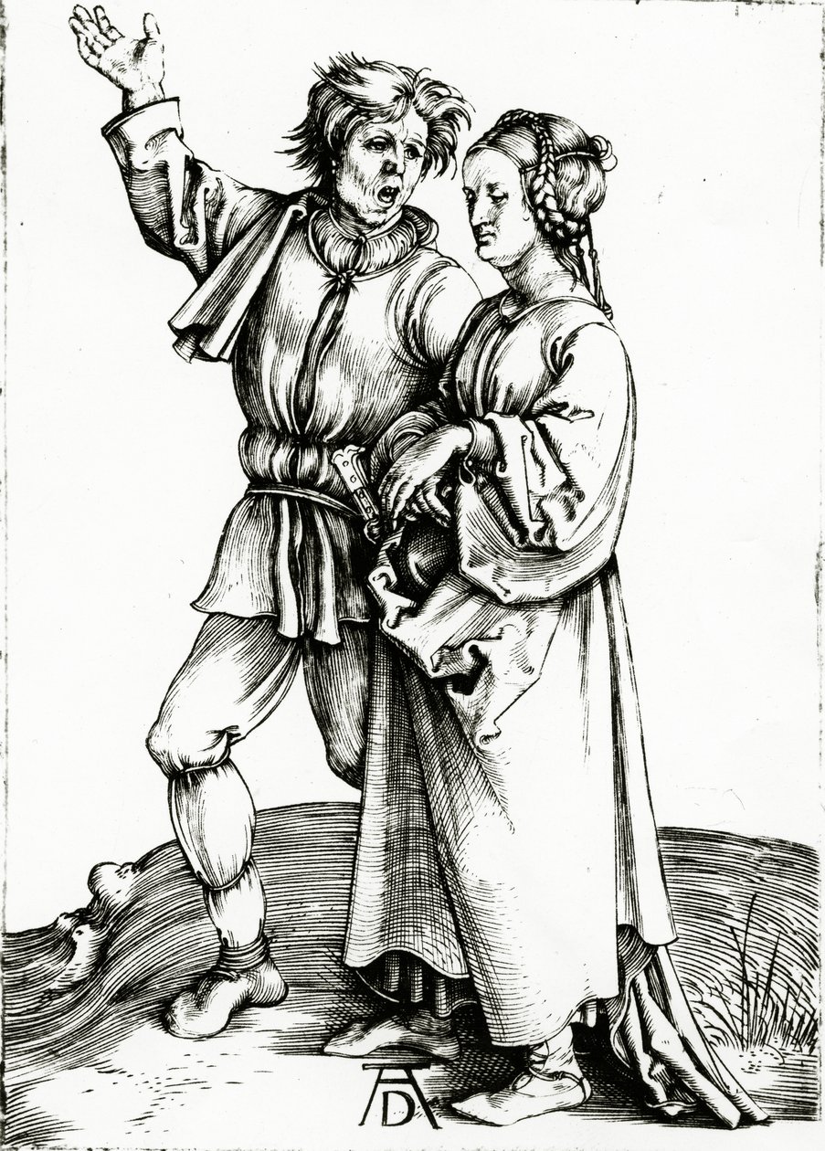 Ett rustikt par, graverad av Johannes Wierix, c.1565 (gravyr) av Albrecht (after) Durer or Duerer