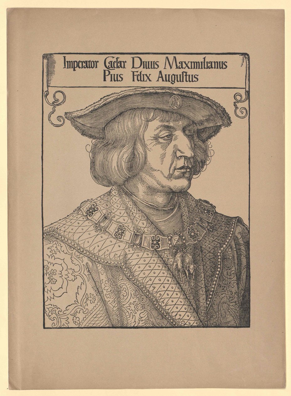 Heliga romerska kejsaren Maximilian I (tryck) av Albrecht (after) Durer or Duerer