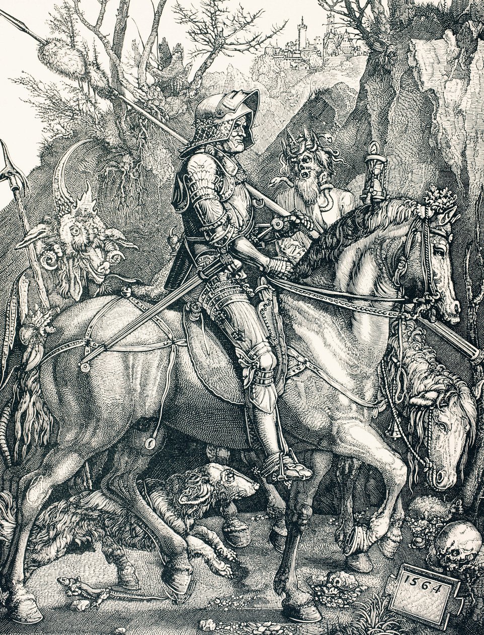Dödens riddare, ca 1880 (gravyr) av Albrecht (after) Durer or Duerer