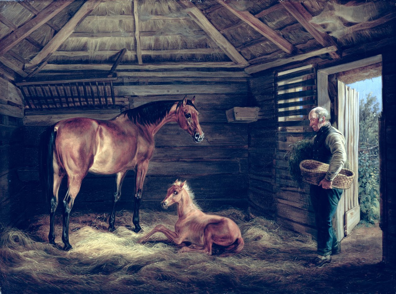 Engelsk sto med sina föl, 1833 av Albrecht Adam