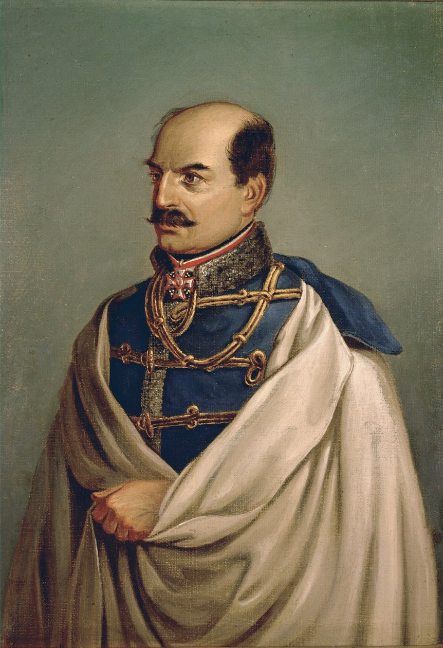 Feldzeugmeister Joseph greve Jellacic, Banus av Kroatien ... (målning på duk) av Albrecht Adam