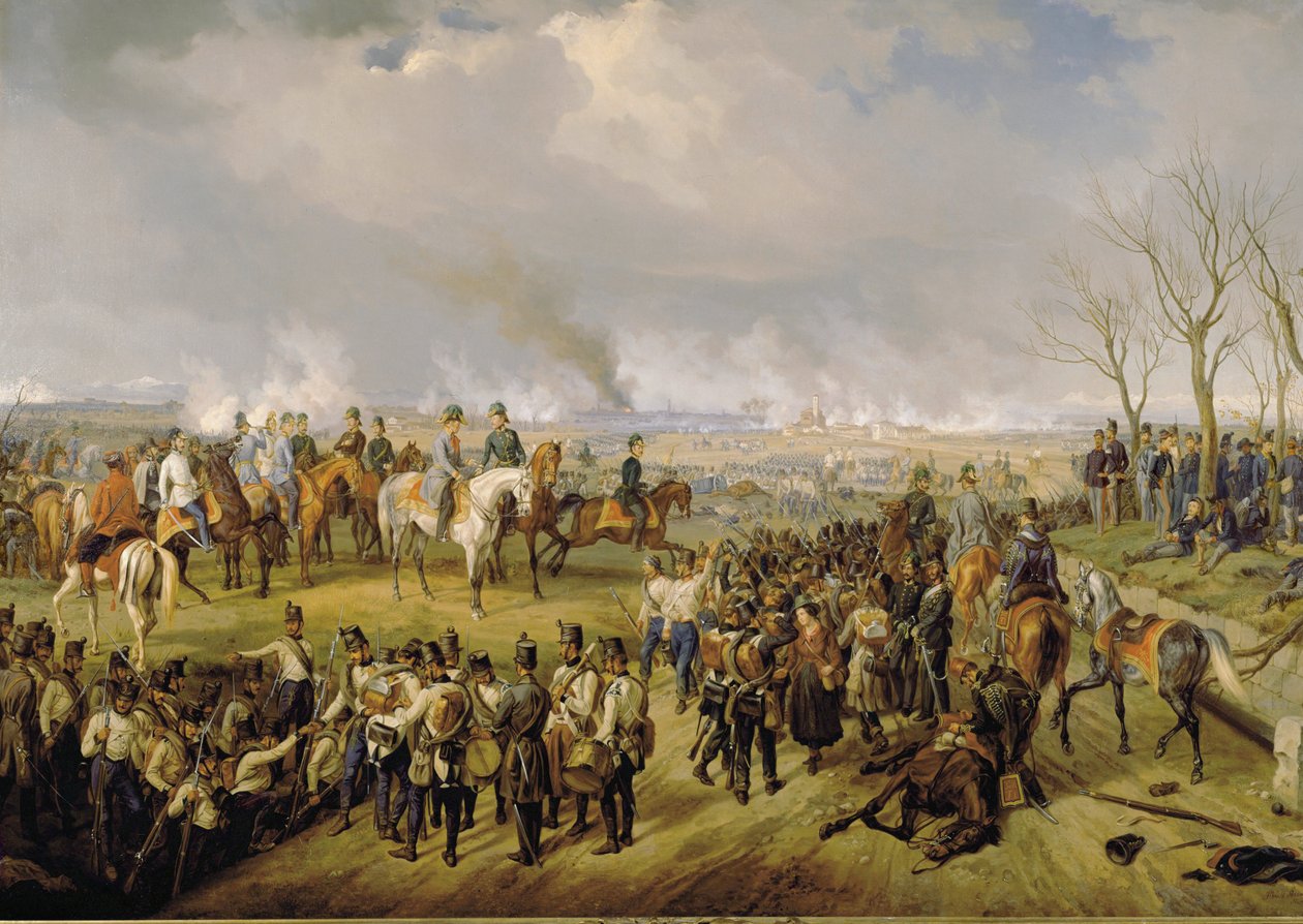 Fältmarskalk Radetzky under slaget vid Novara ... (målning på duk) av Albrecht Adam