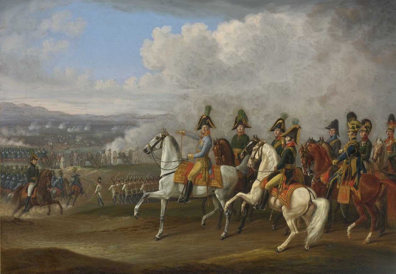 General von Bellegarde och hans officerare under ett slag av Albrecht Adam