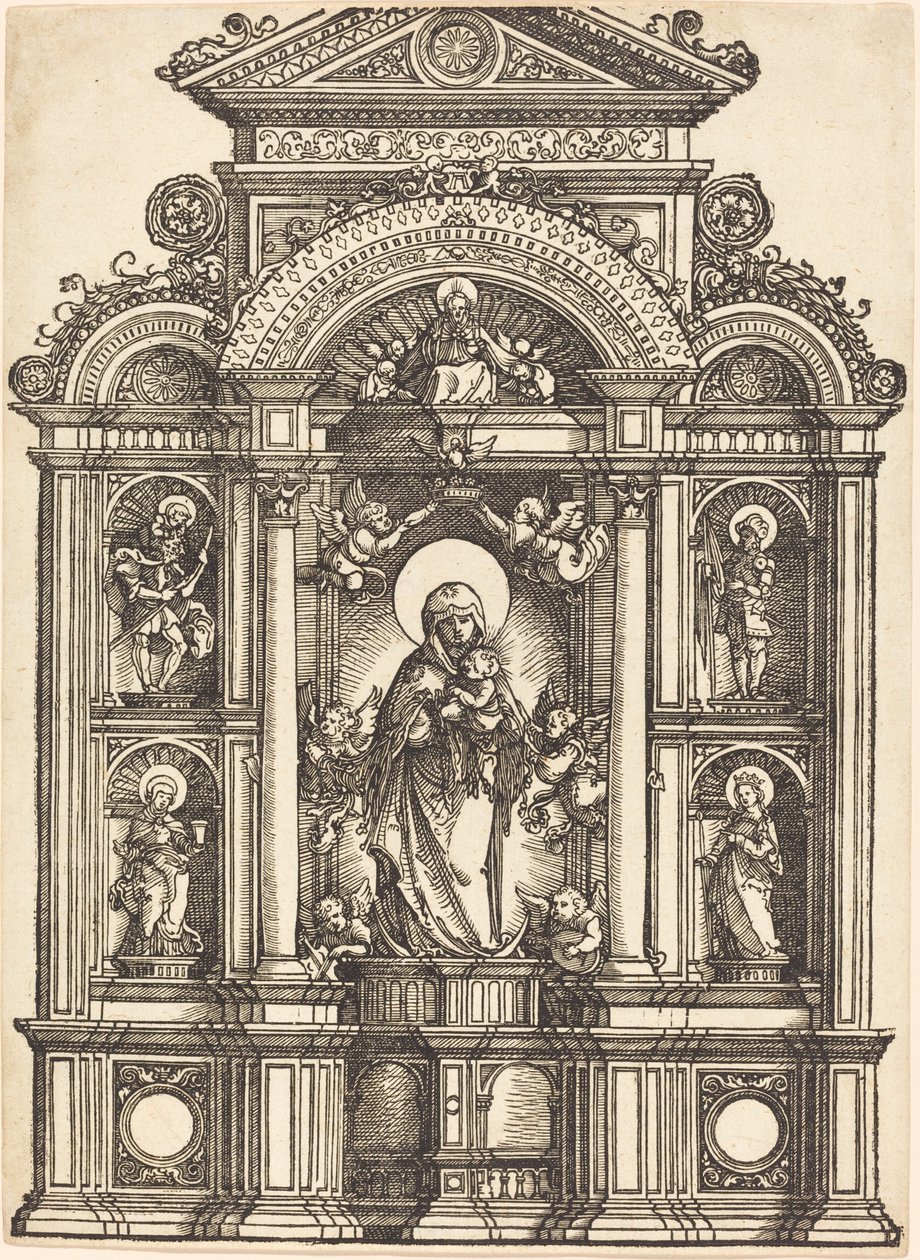 Altare med jungfrun och barnet och de heliga Christopher, Barbara, George och Catherine av Albrecht Altdorfer
