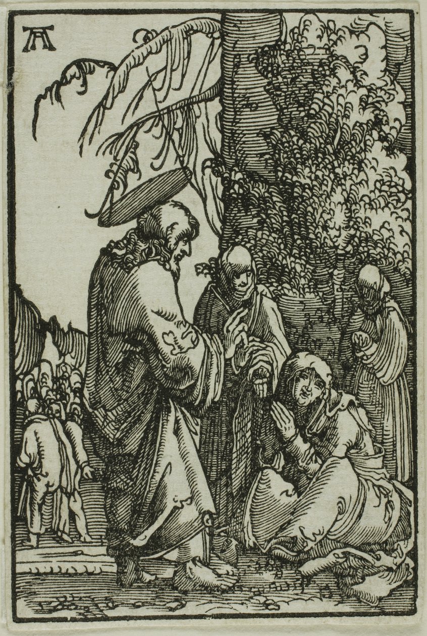 Kristus tar avsked med sin moder, från människans fall och återlösning av Albrecht Altdorfer