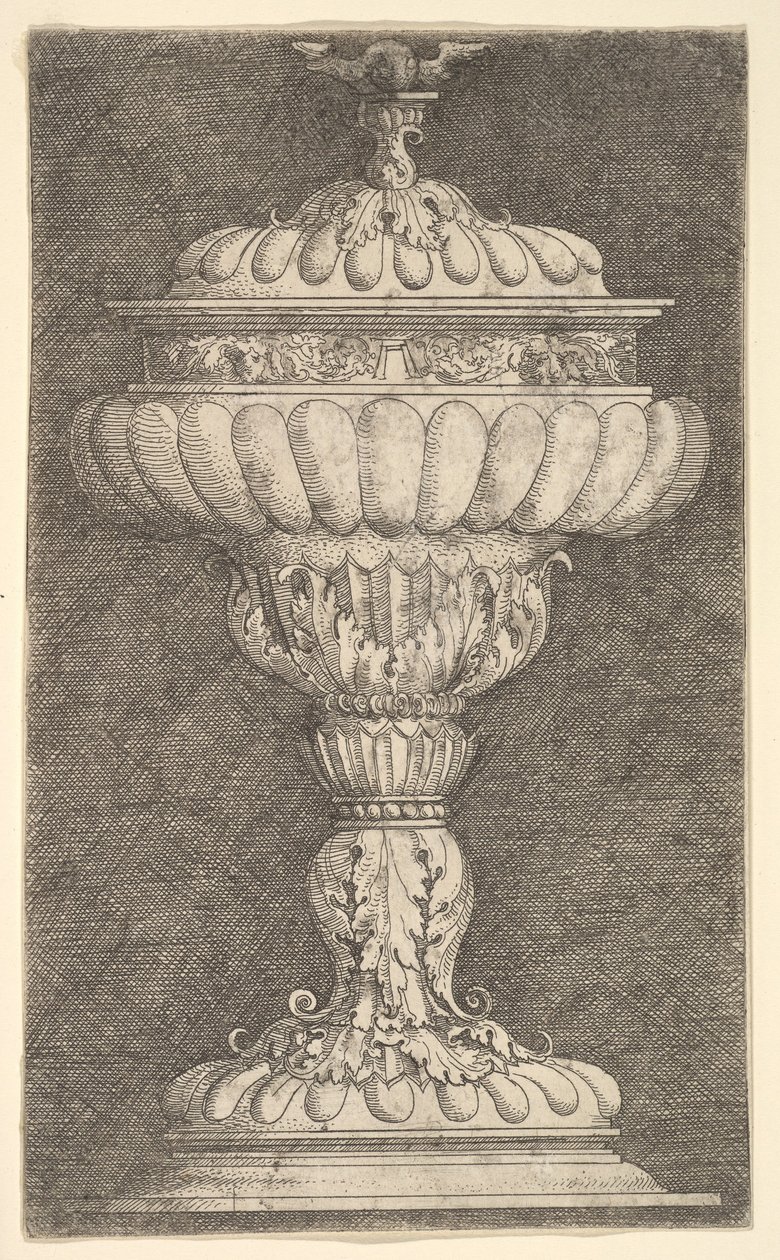Täckt bägare med en bevingad boll på toppen.n.d. av Albrecht Altdorfer