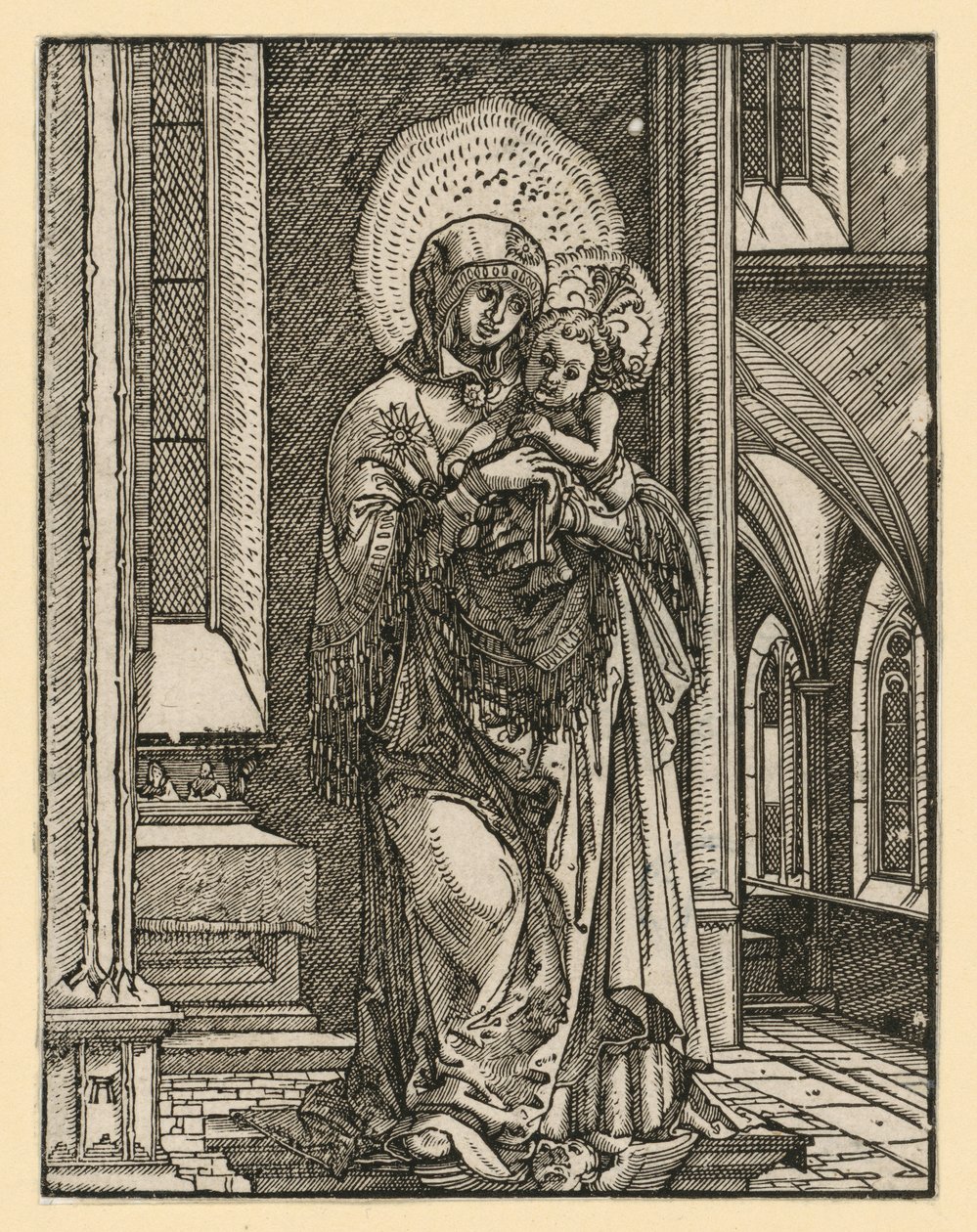 ”Den vackra Maria från Regensburg” i kyrkan av Albrecht Altdorfer