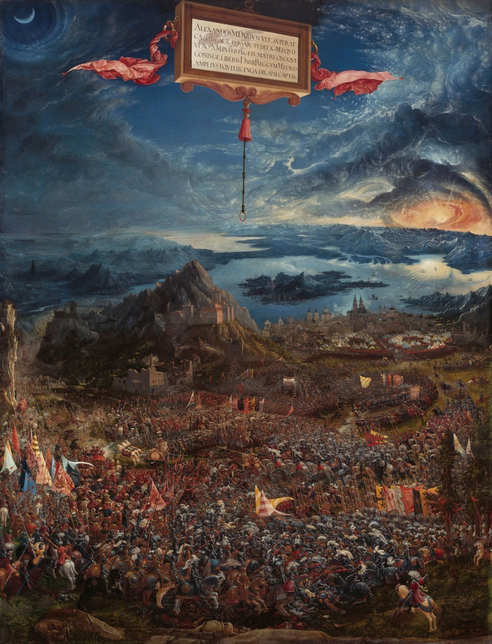 Tyska: Historienzyklus: Alexanderschlacht (Schlacht bei Issus) Slaget om Alexander vid Issus av Albrecht Altdorfer