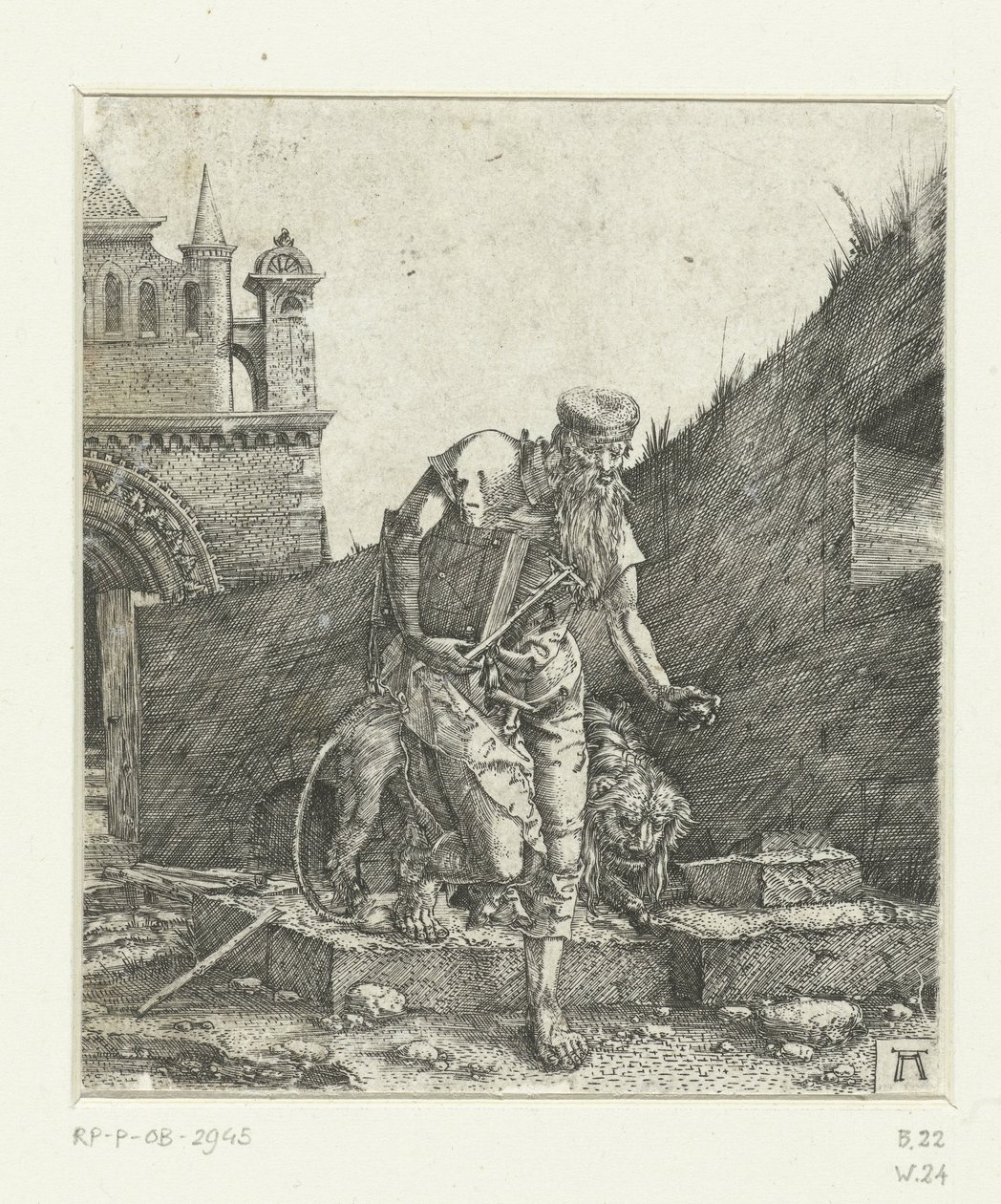 Saint Hieronymus på gården till en kyrka av Albrecht Altdorfer