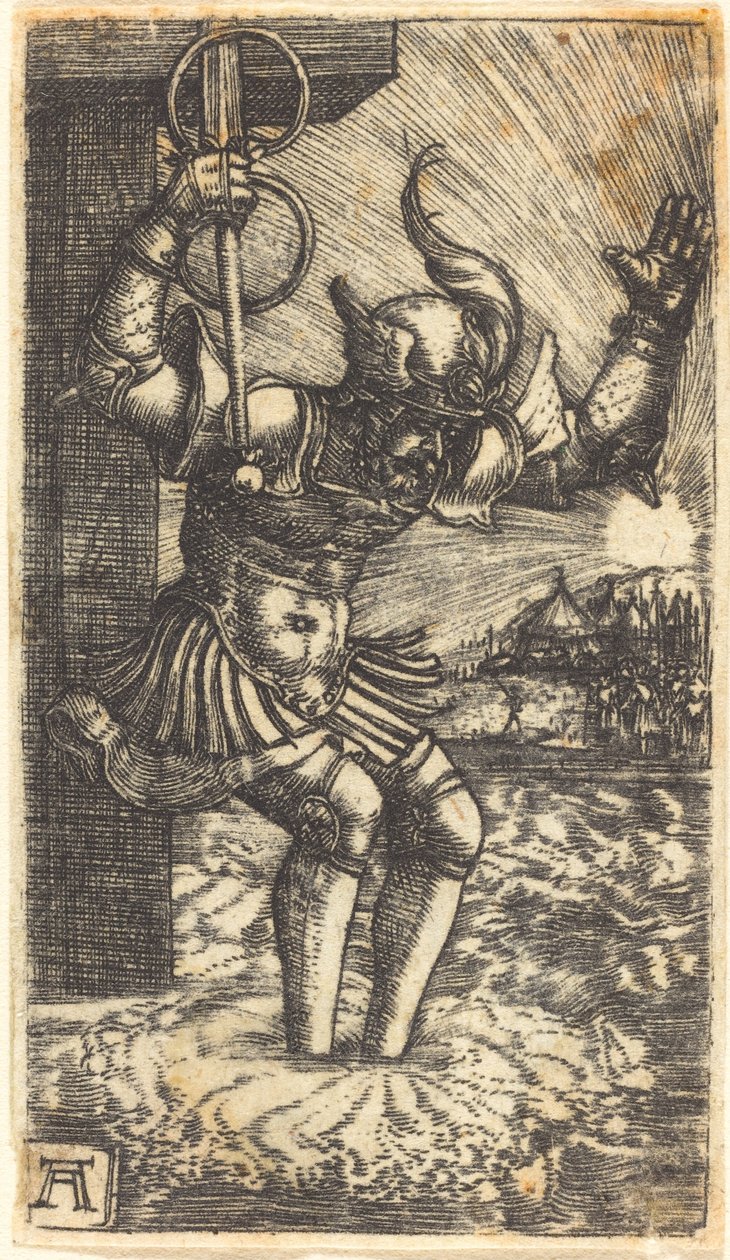Horatio Cocles hoppar in i floden Tibern av Albrecht Altdorfer