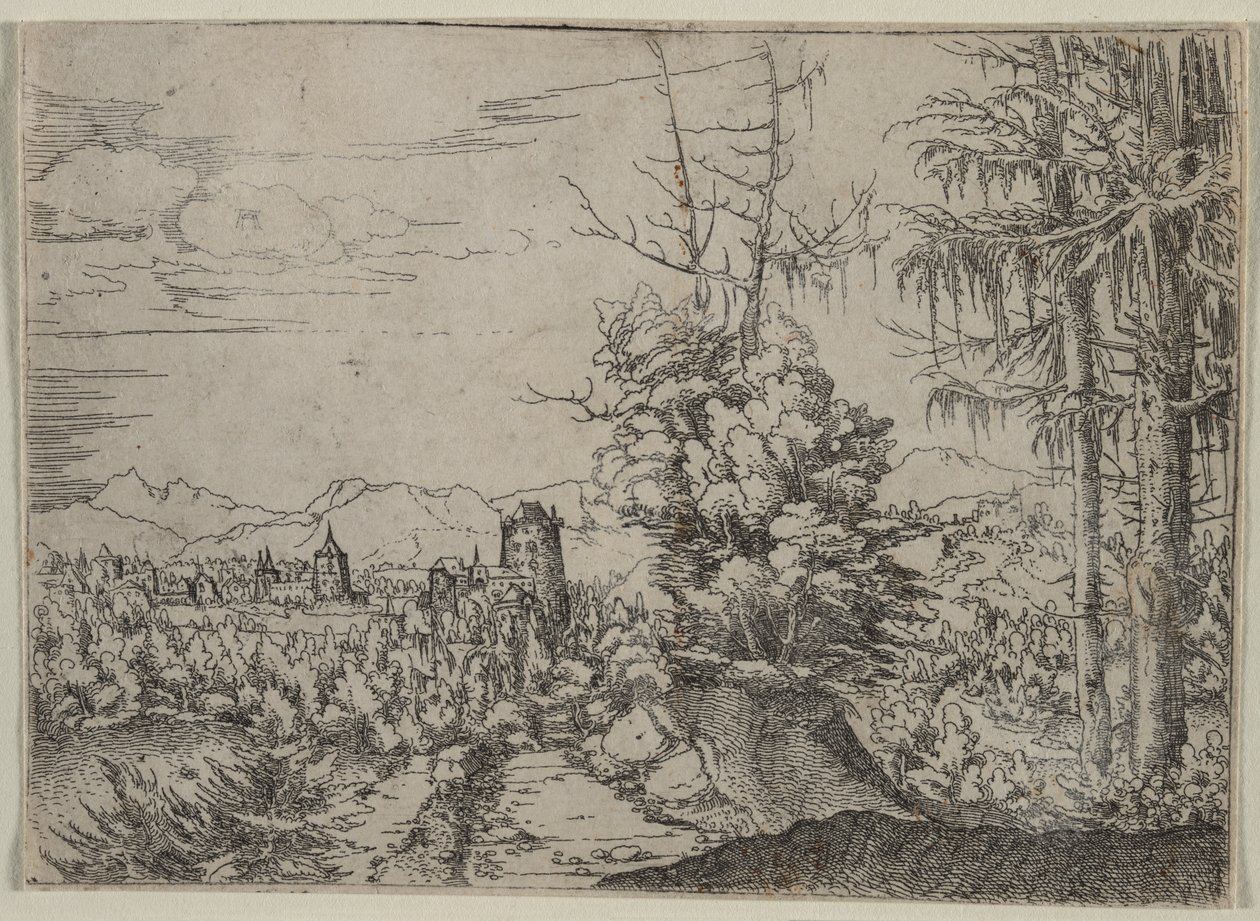 Landskap med två tallar, 1522-1525. av Albrecht Altdorfer