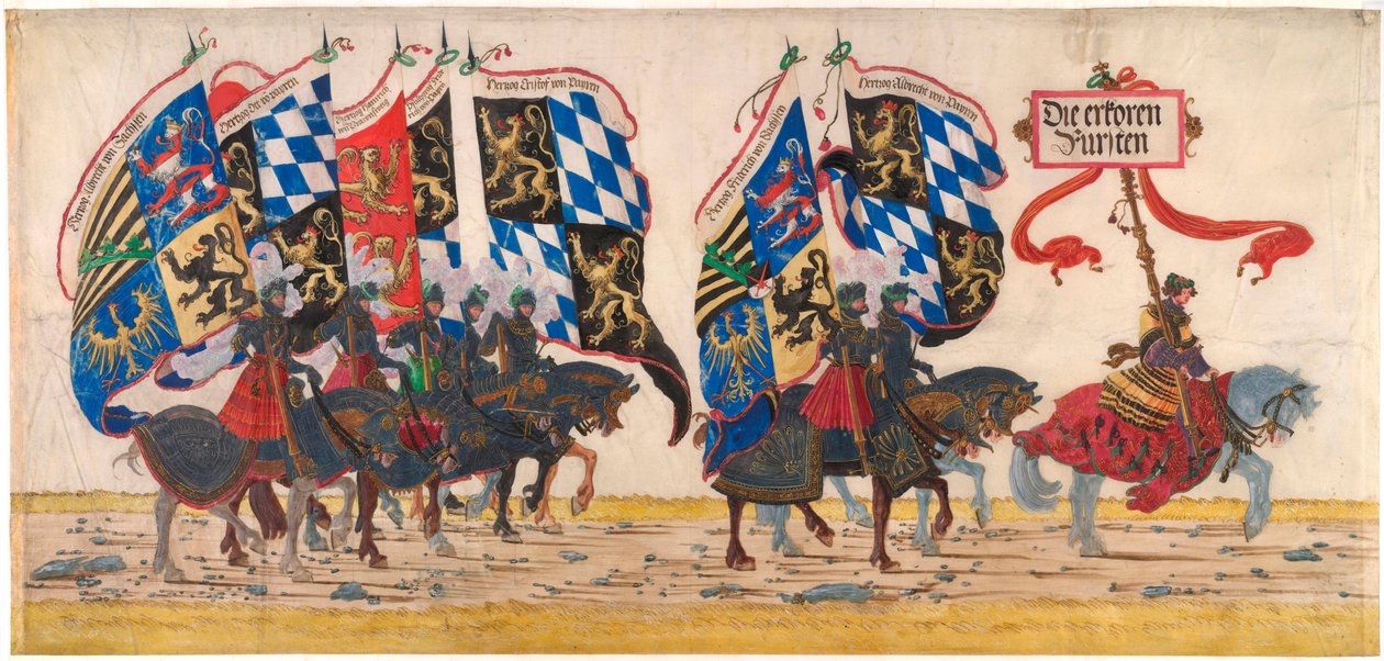 The German Princes - Verk av Albrecht Altdorfer (cirka 1480-1538), penna, bläck och akvarell, cirka 1515 - Albertina, Wien (Österrike) av Albrecht Altdorfer