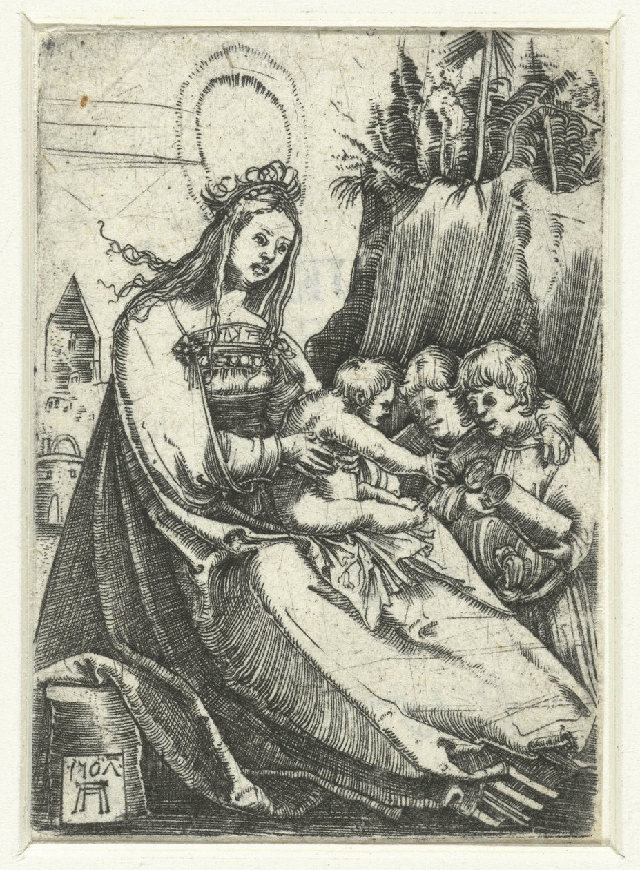 Maria med Kristusbarnet och två pojkar av Albrecht Altdorfer