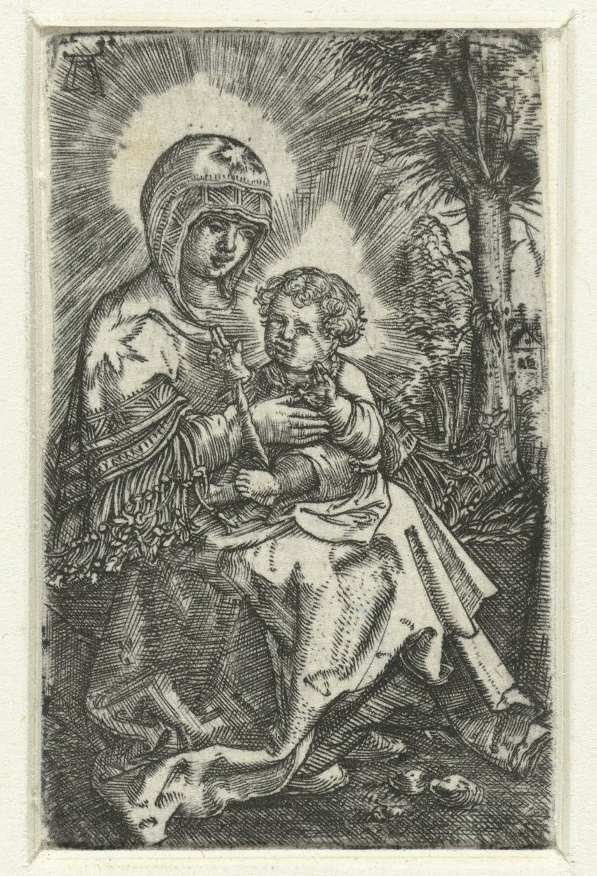 Maria träffade snäll i landskapet Vackra Maria av Regensburg av Albrecht Altdorfer
