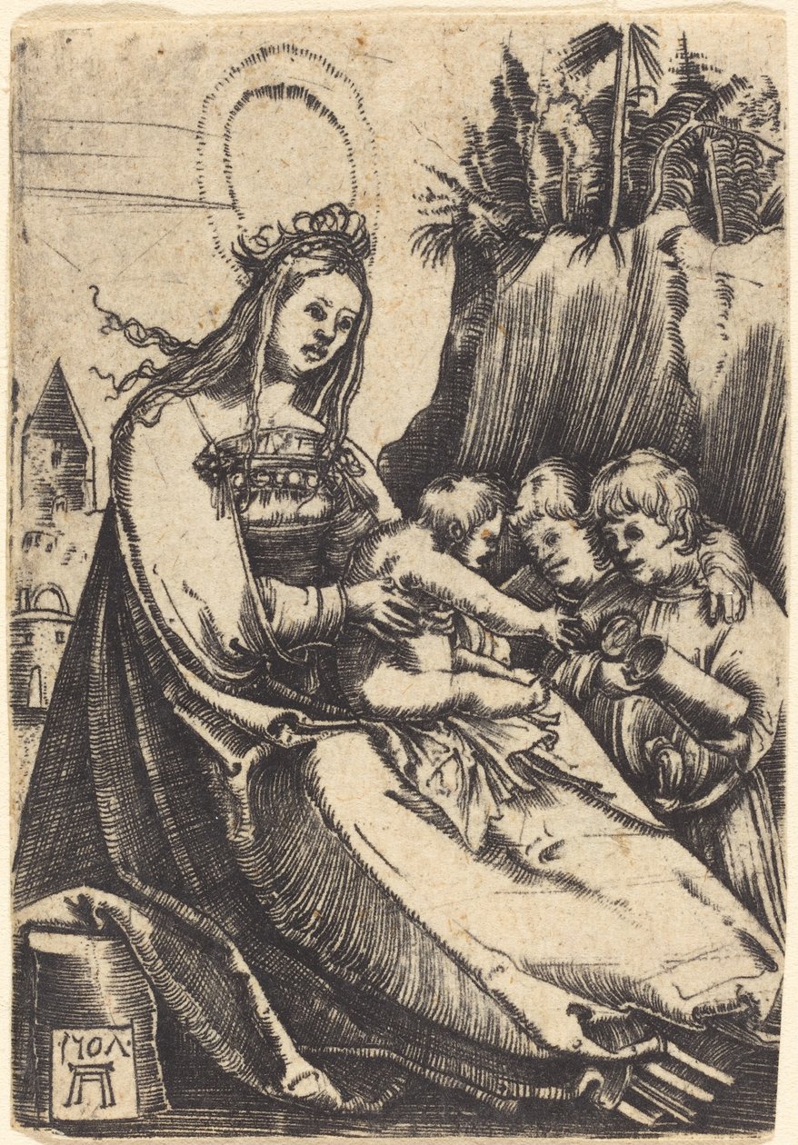 Mary med barn och två pojkar av Albrecht Altdorfer