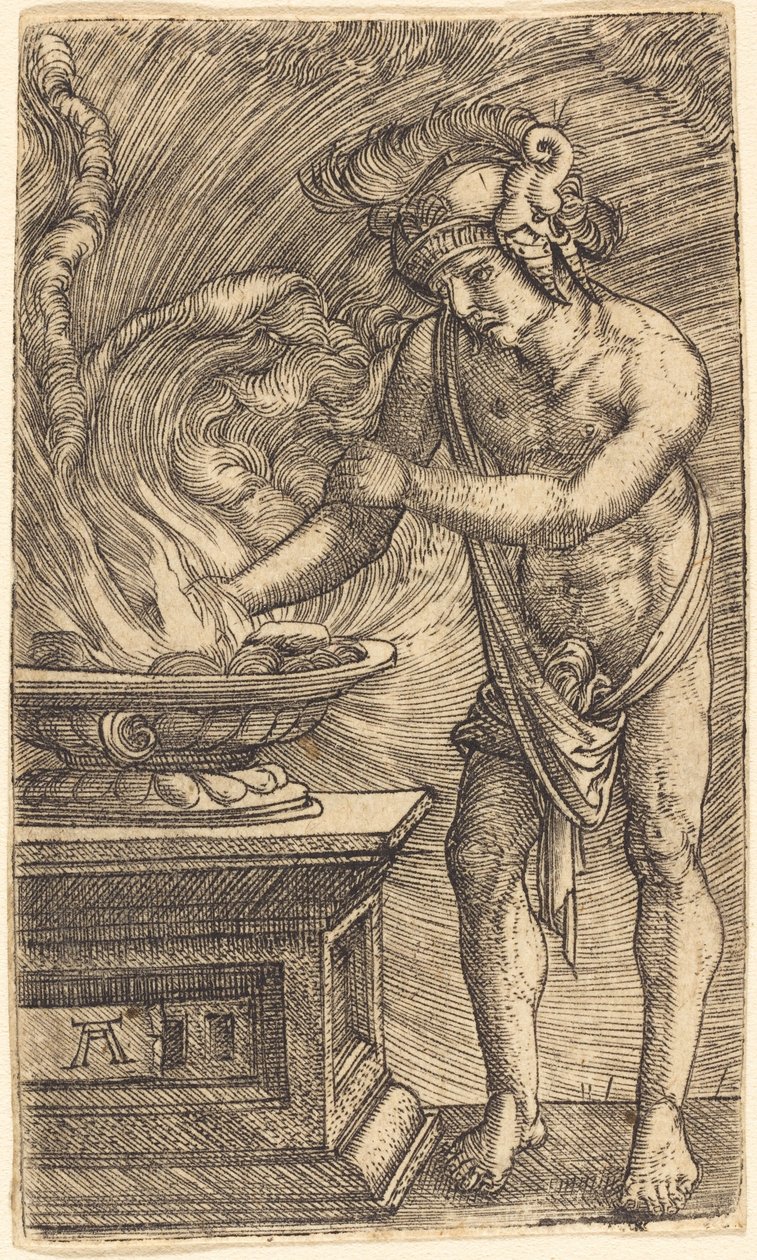 Mucius Scaevola bränner sin hand av Albrecht Altdorfer