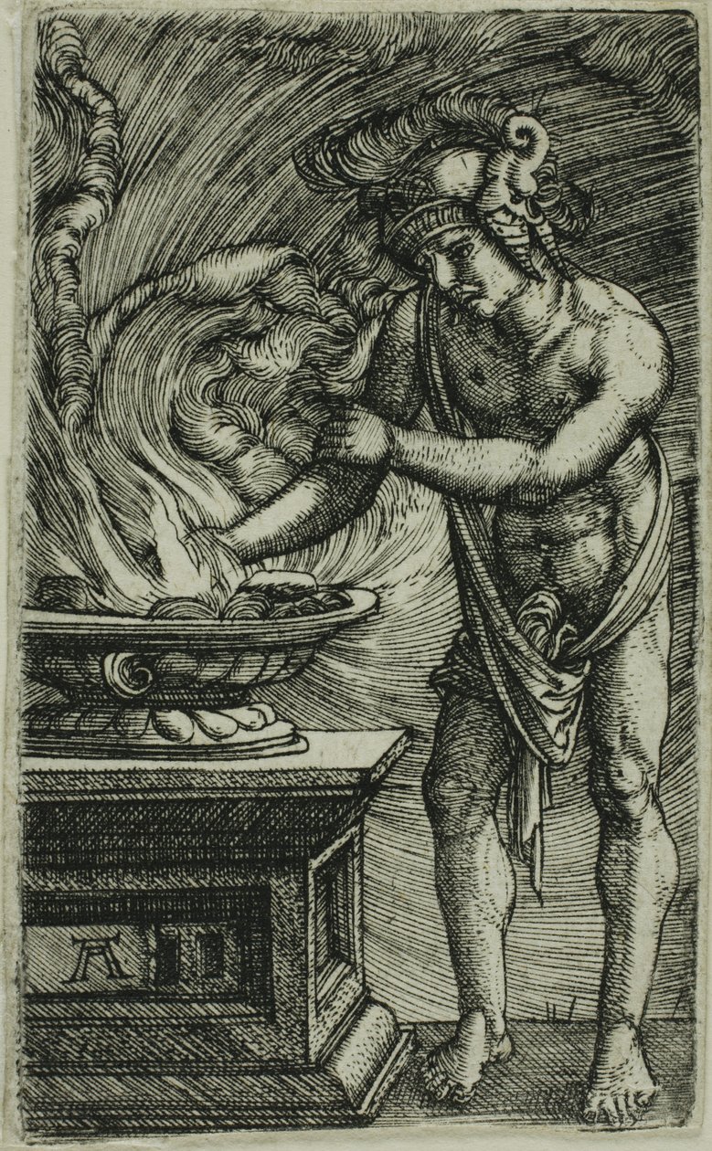 Mucius Scaevola Bränner sin hand av Albrecht Altdorfer