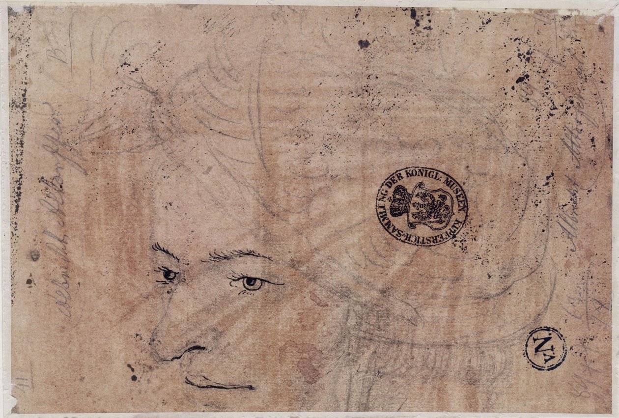 Porträttskiss av en ung man med keps av Albrecht Altdorfer