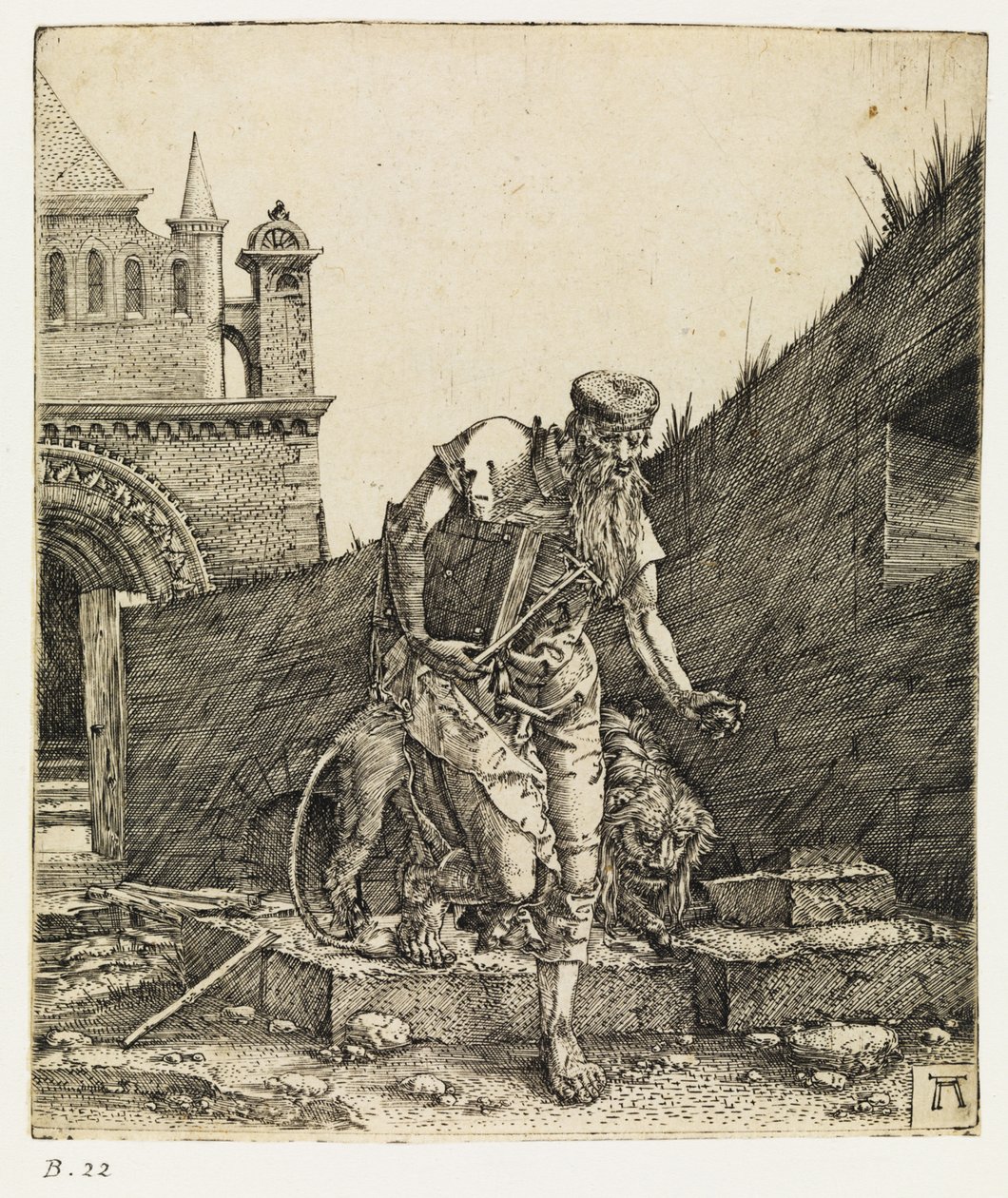 Saint Jerome går på en kyrkogård, före 1519. av Albrecht Altdorfer