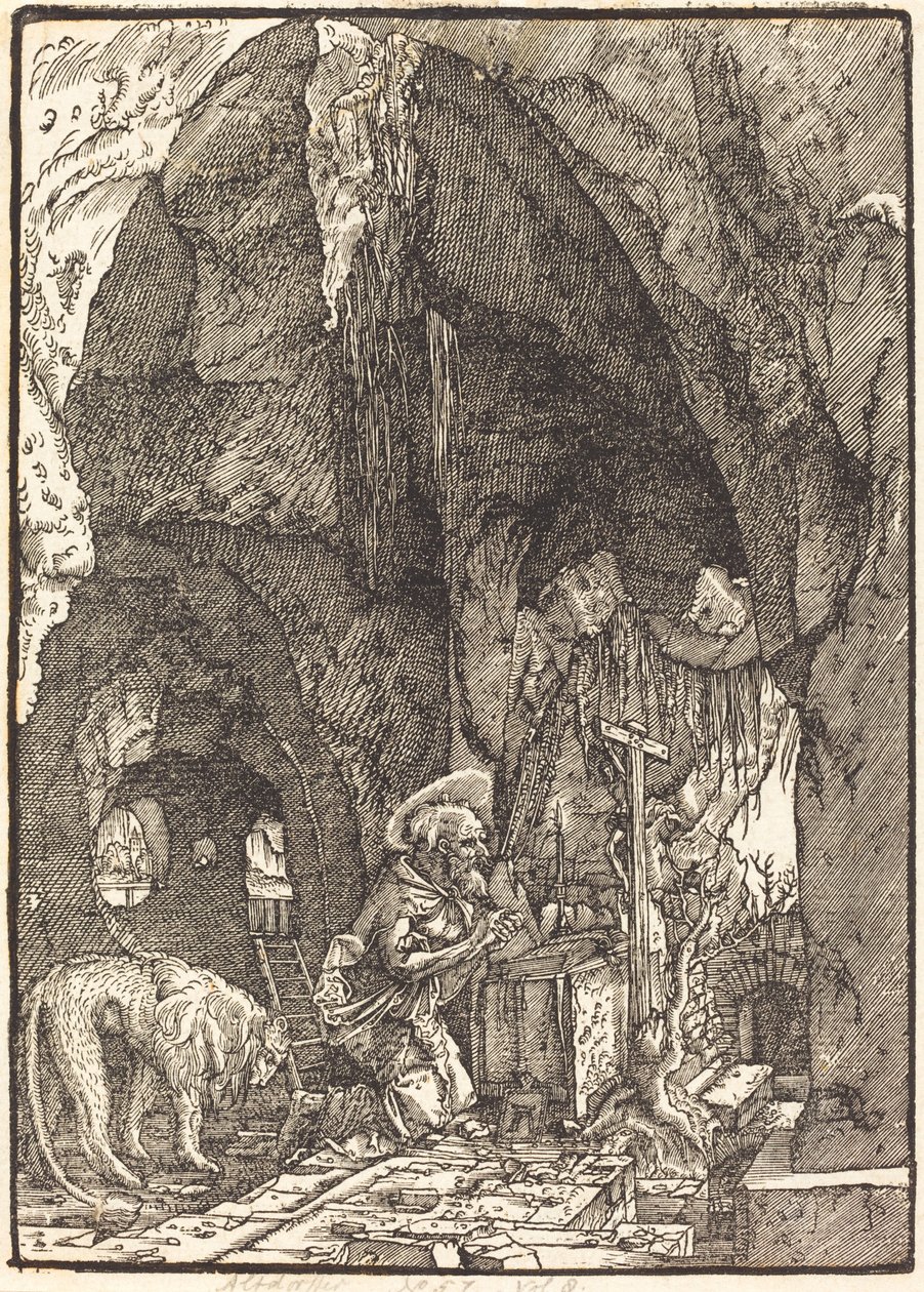Saint Hieronymus i en grotta av Albrecht Altdorfer
