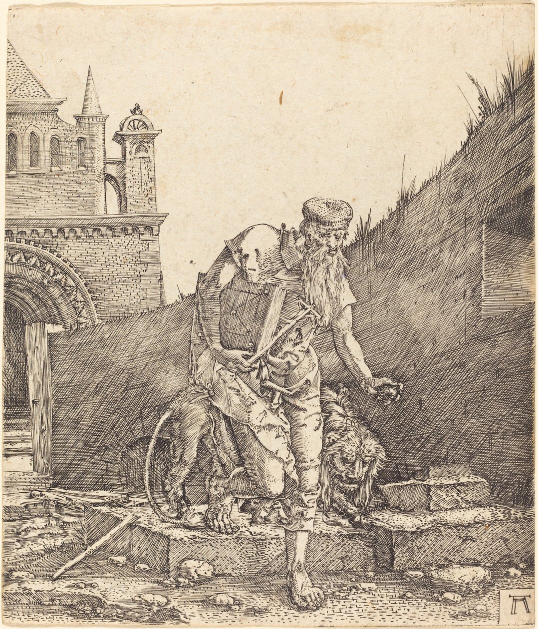 Saint Hieronymus på en innergård av Albrecht Altdorfer